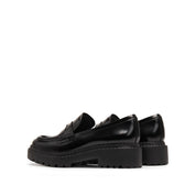 Black ST Gem Leather Platform Loafers