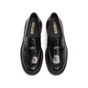 Black ST Gem Leather Platform Loafers
