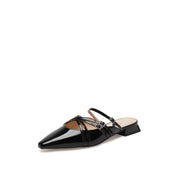 Black Cross Strappy Mule Flats