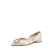 Crystal Buckle Jacquard Pointed Flats