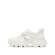 White Leather Lace Bows Chunky Sneakers