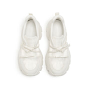 White Leather Lace Bows Chunky Sneakers