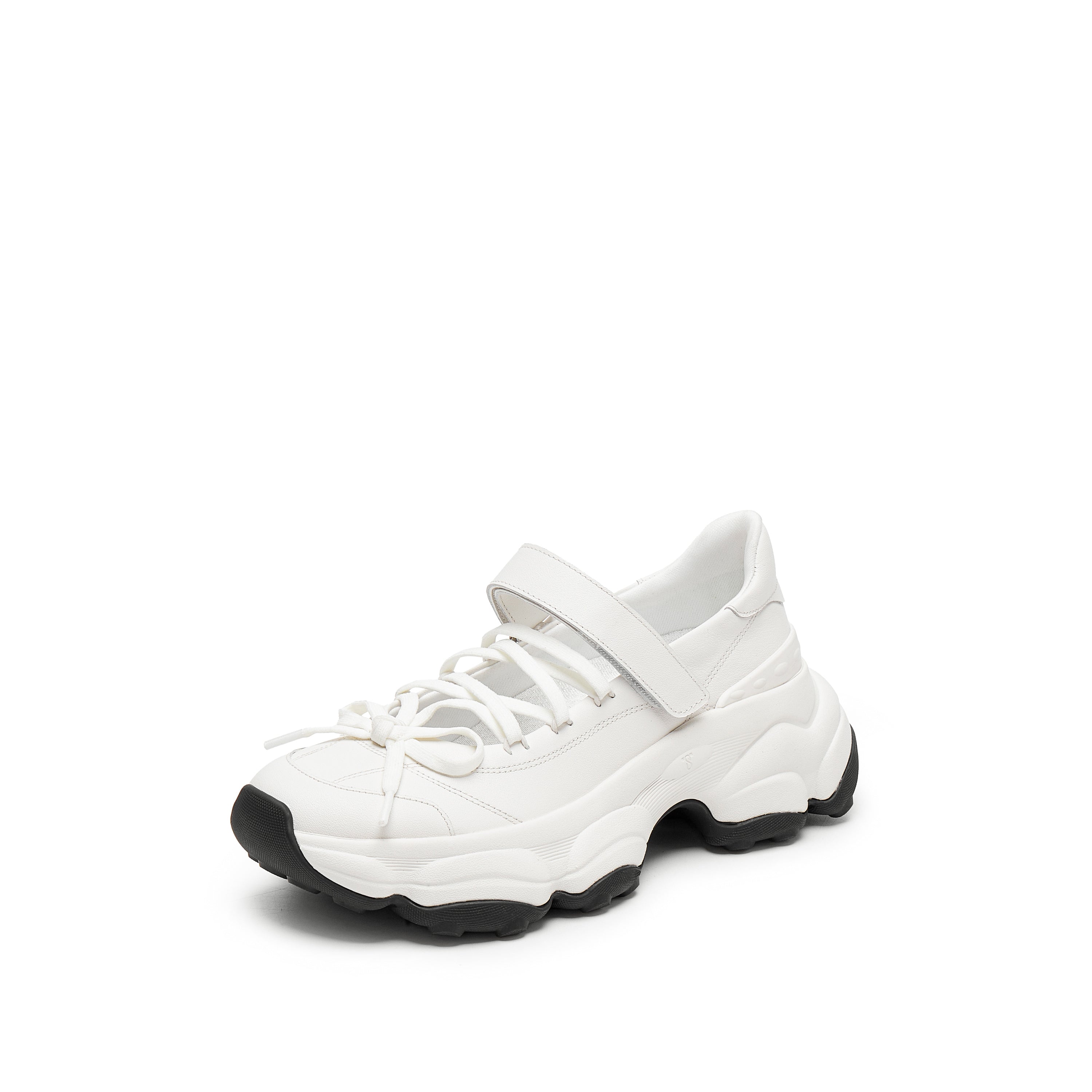 White Bow Tie Velcro Chunky Sneakers