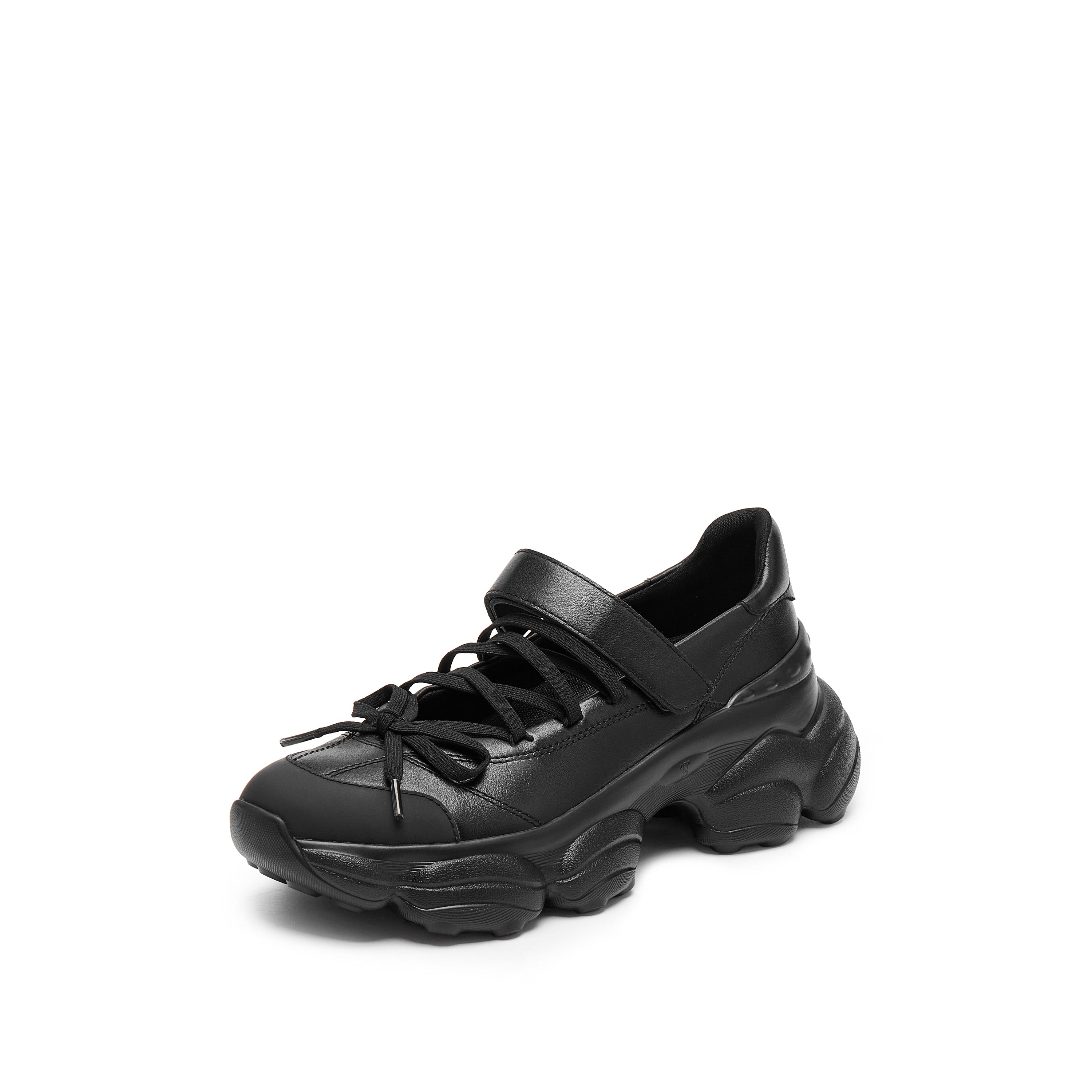 Black Bow Tie Velcro Chunky Sneakers