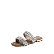 Crystal-Woven Strappy Sandals