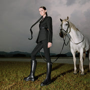 Black Buckle Under Knee Platform Riding Boots