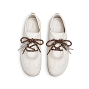 Beige Leather Casual Sneakers