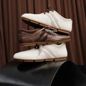 Beige Leather Casual Sneakers