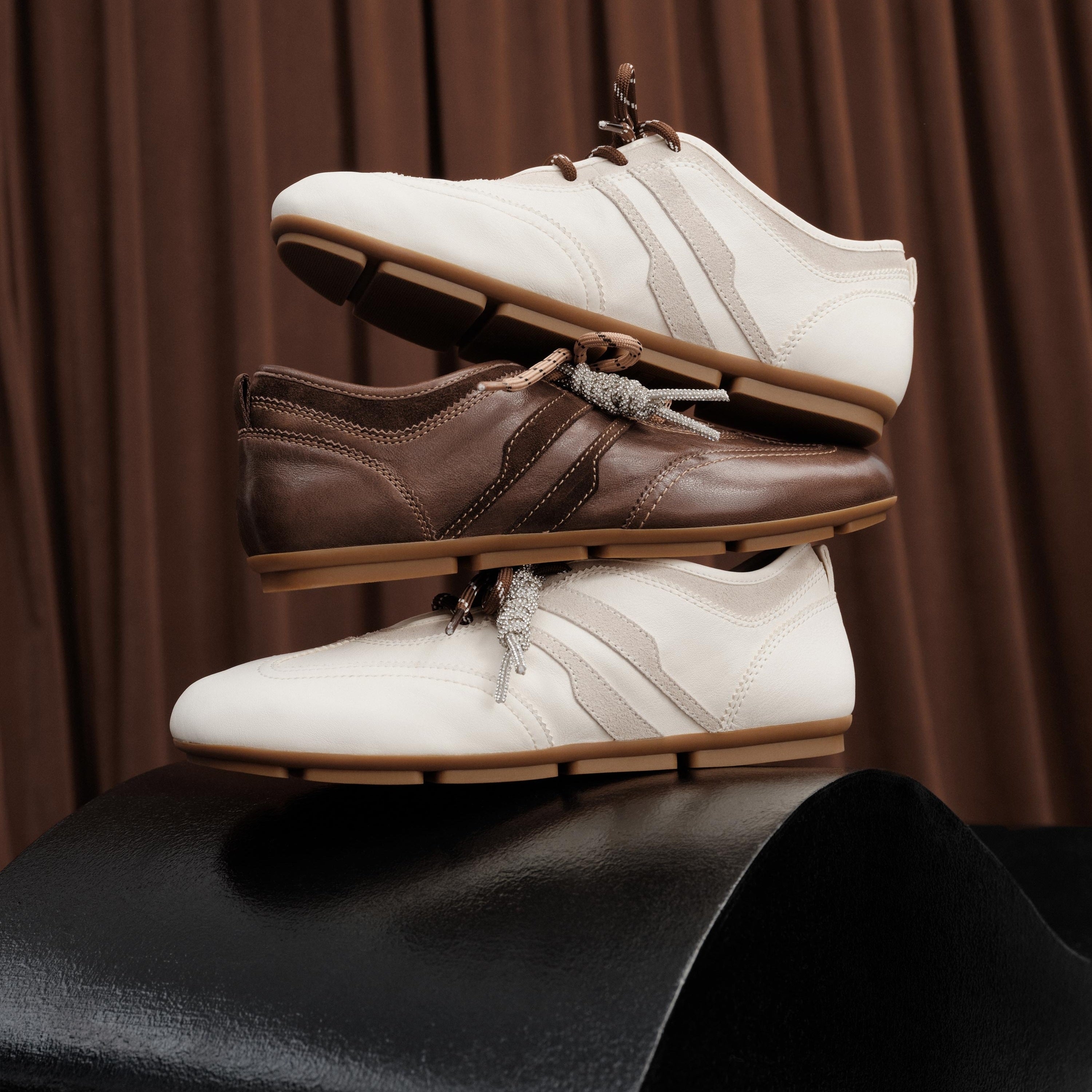 Beige Leather Casual Sneakers