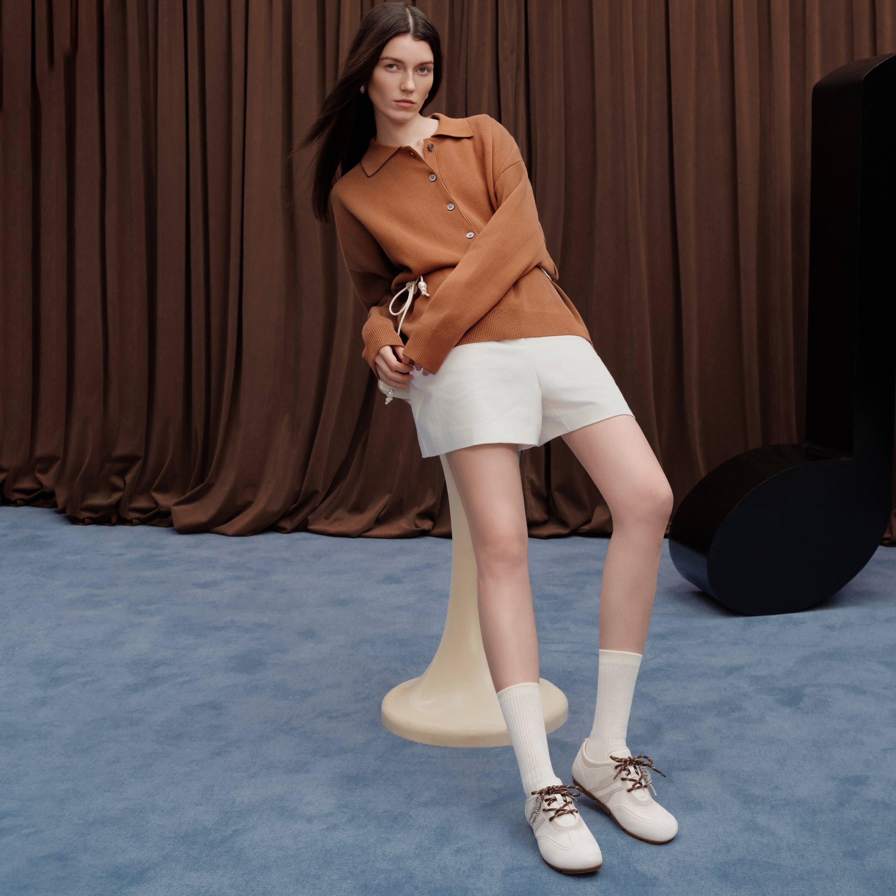 Beige Leather Casual Sneakers