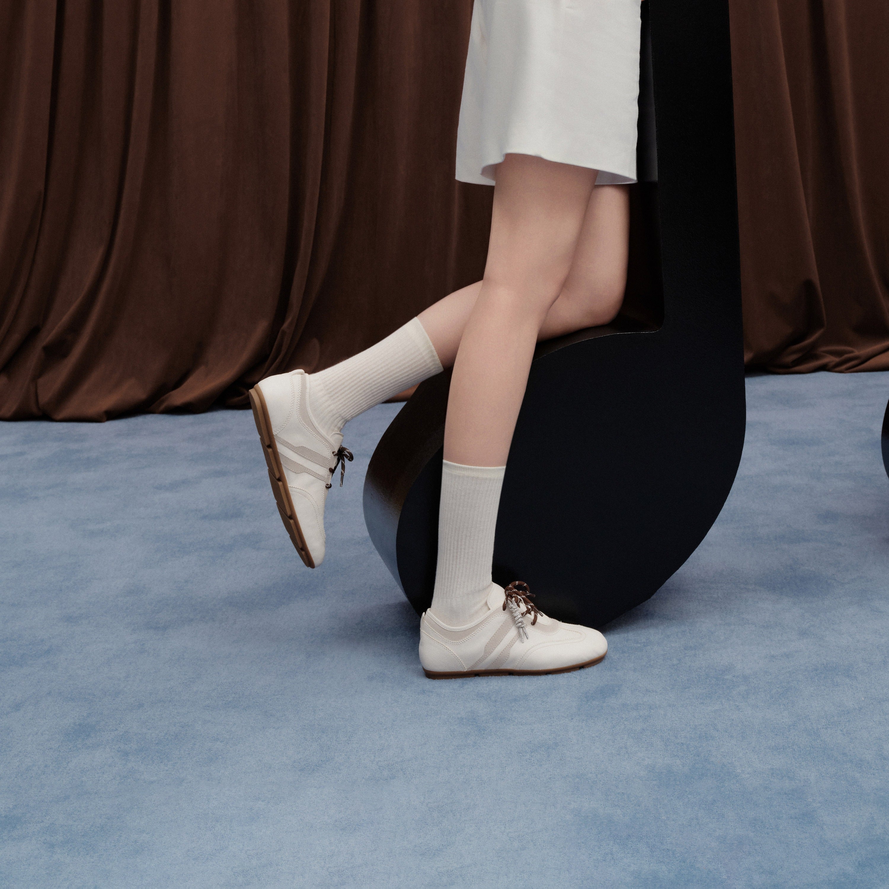 Beige Leather Casual Sneakers