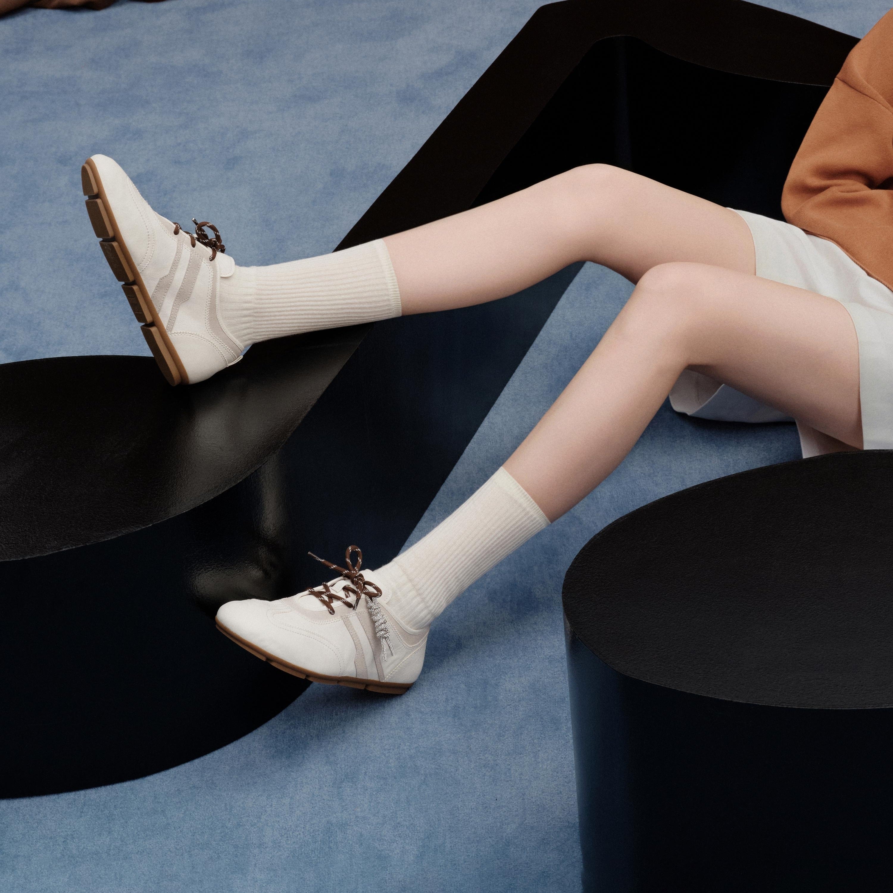 Beige Leather Casual Sneakers