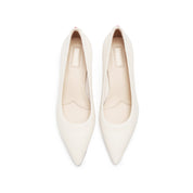 Beige Sheep Leather Pointy Toe Pumps