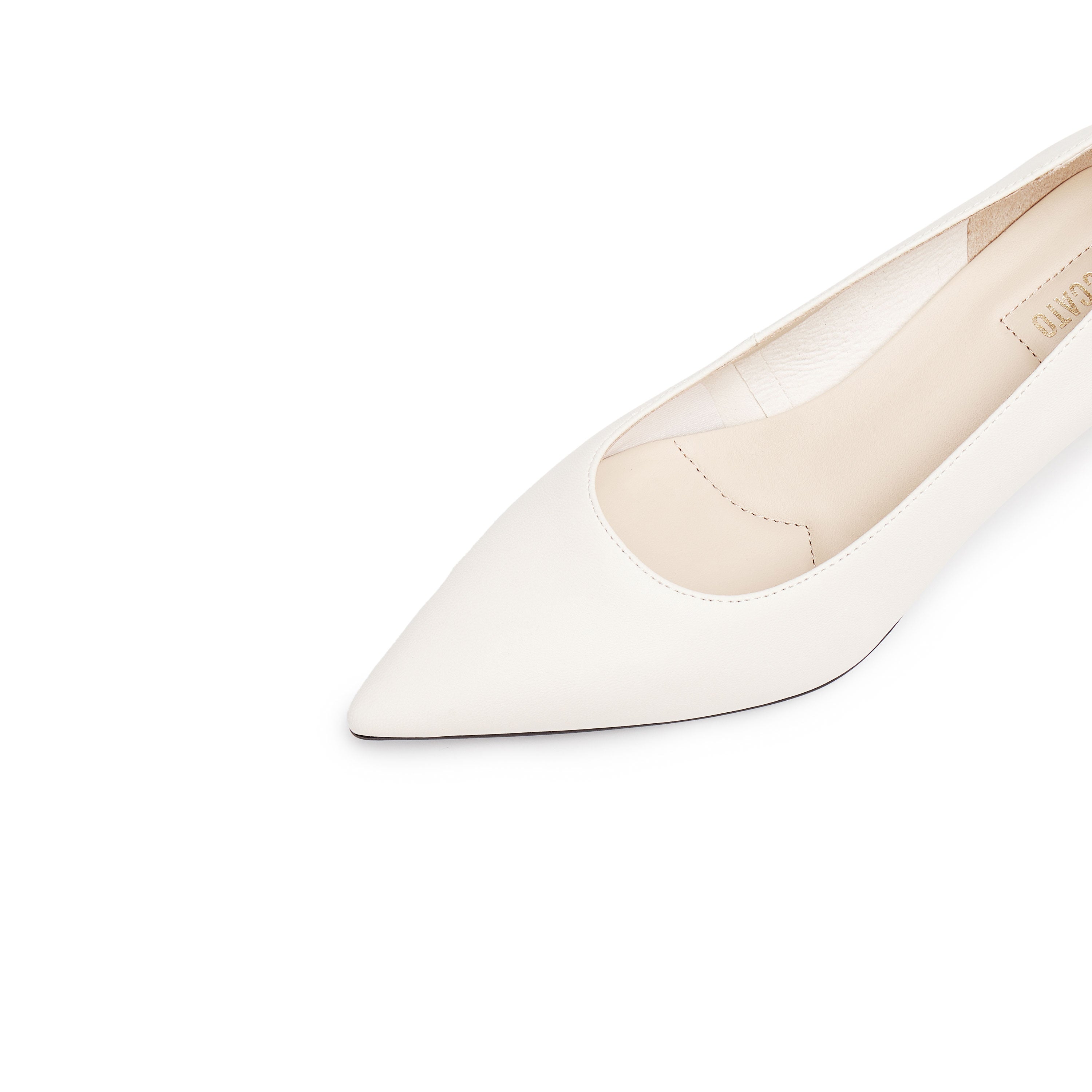 Beige Sheep Leather Pointy Toe Pumps