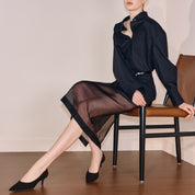 Beige Sheep Leather Pointy Toe Pumps