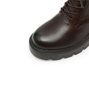 Dark Brown Buckle Strap Combat Boots