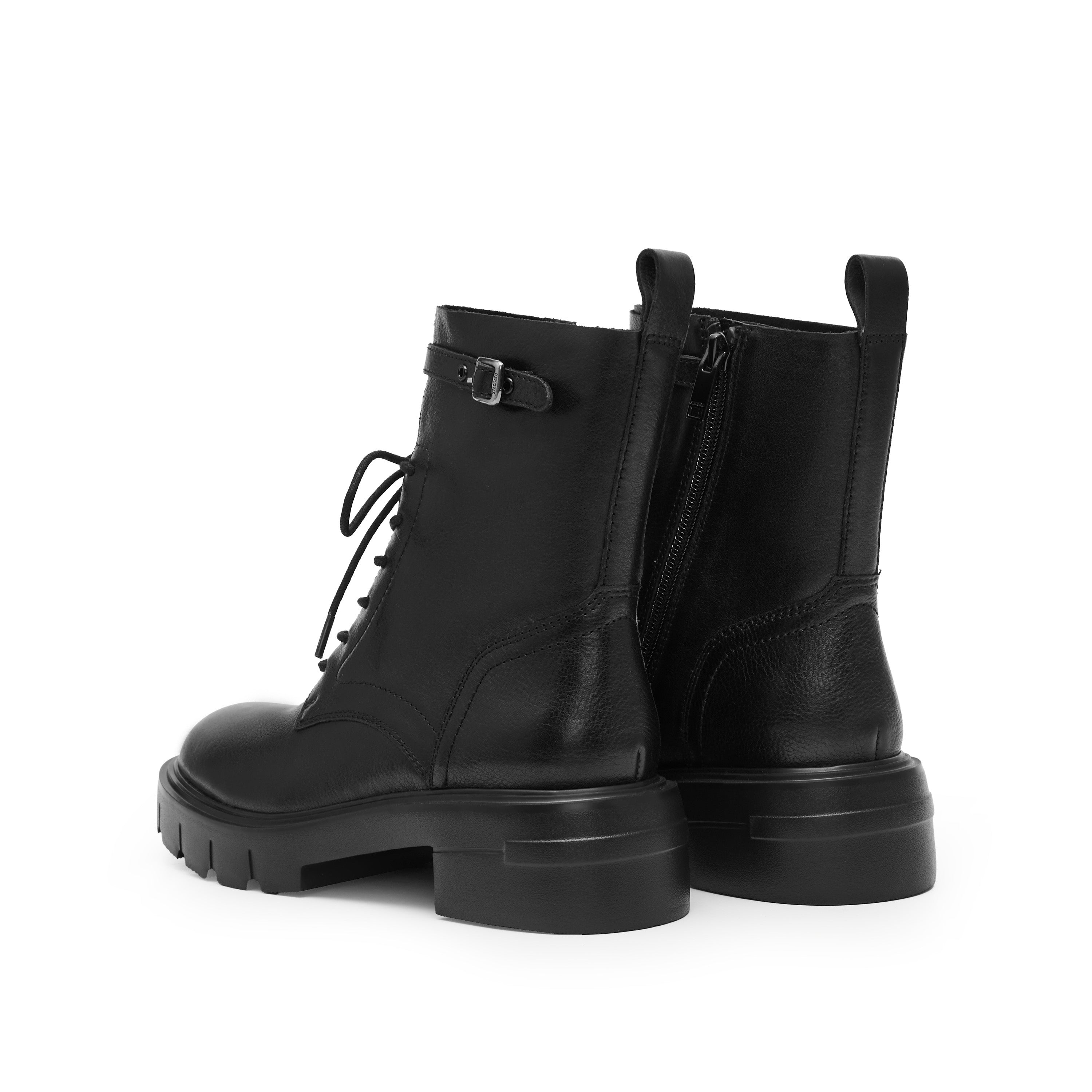Black Buckle Strap Combat Boots
