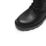 Black Buckle Strap Combat Boots