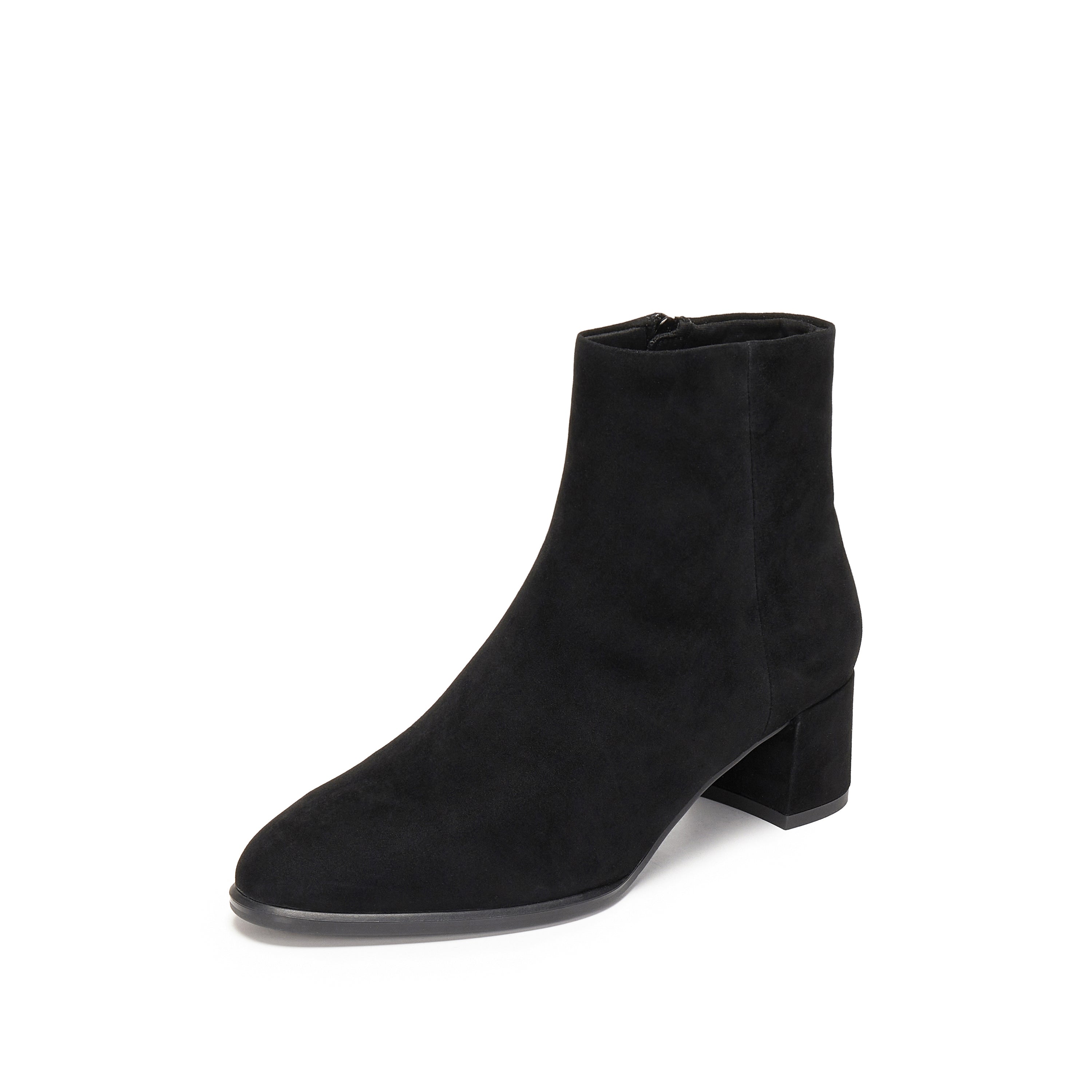 Black Suede Elegant Heeled Ankle Boots