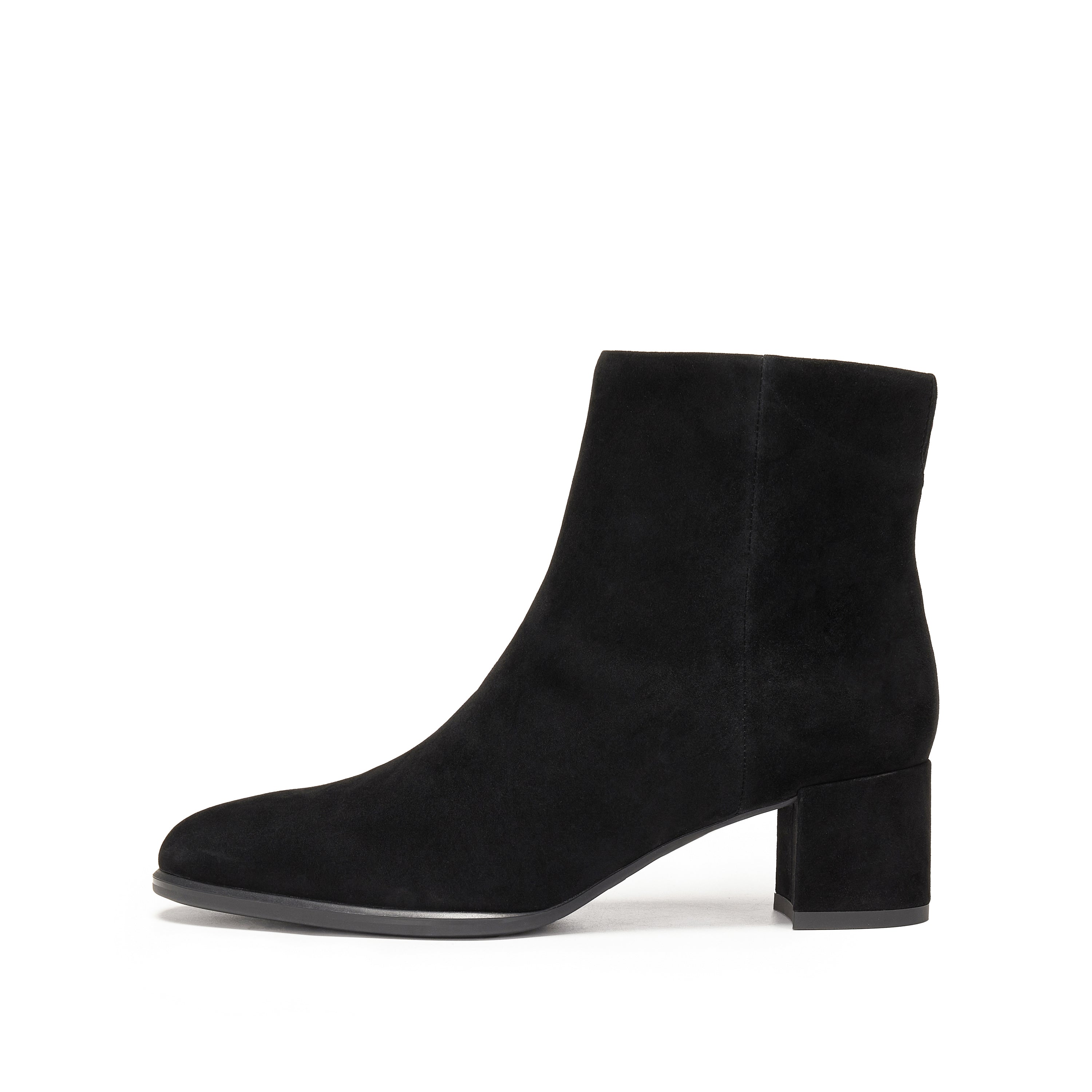 Black Suede Elegant Heeled Ankle Boots