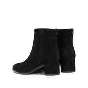Black Suede Elegant Heeled Ankle Boots