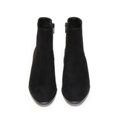 Black Suede Elegant Heeled Ankle Boots