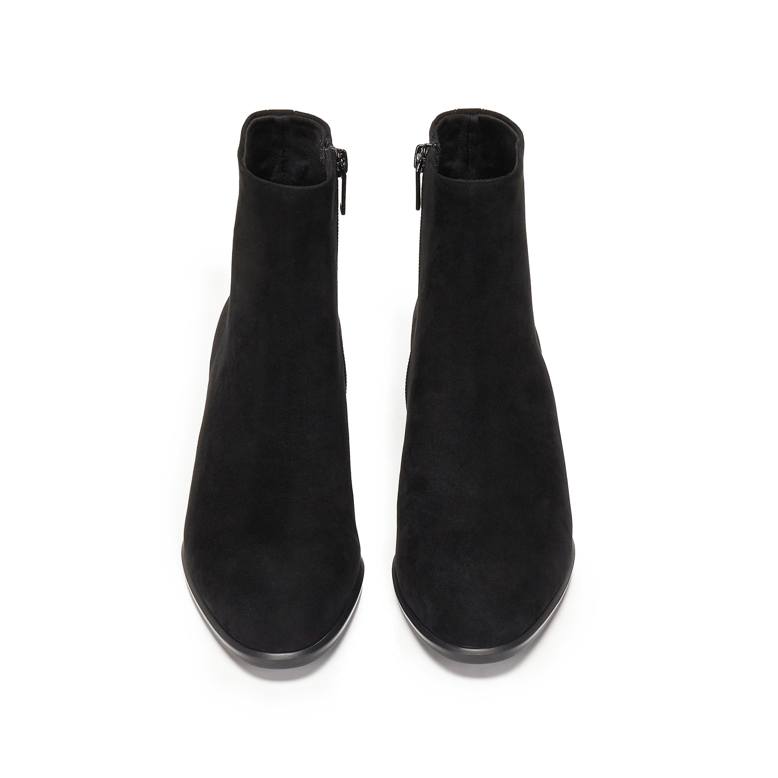 Black Suede Elegant Heeled Ankle Boots