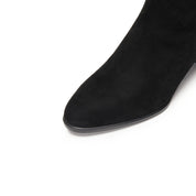 Black Suede Elegant Heeled Ankle Boots