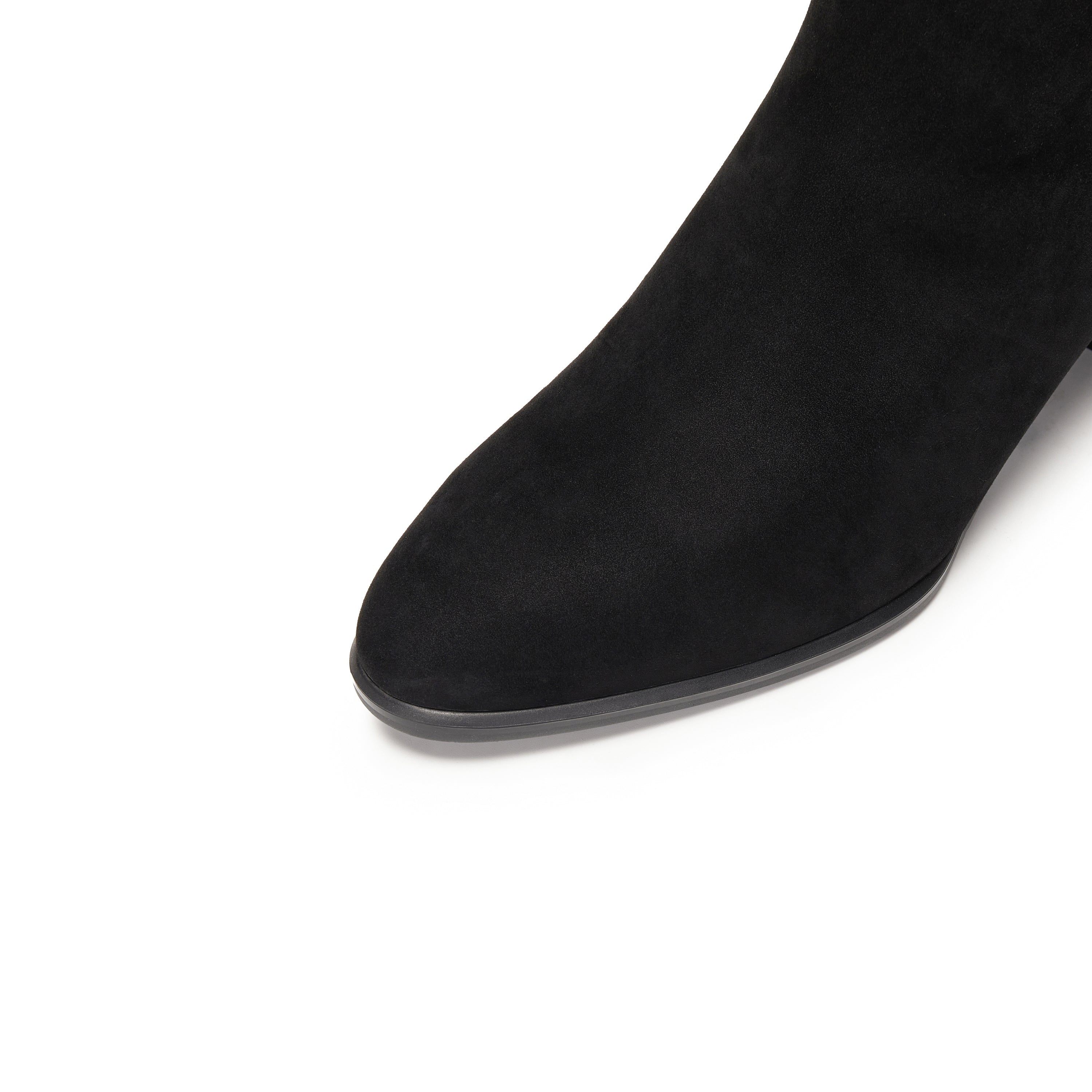 Black Suede Elegant Heeled Ankle Boots