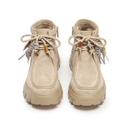 Beads Taupe Suede Loafer Worker Boots