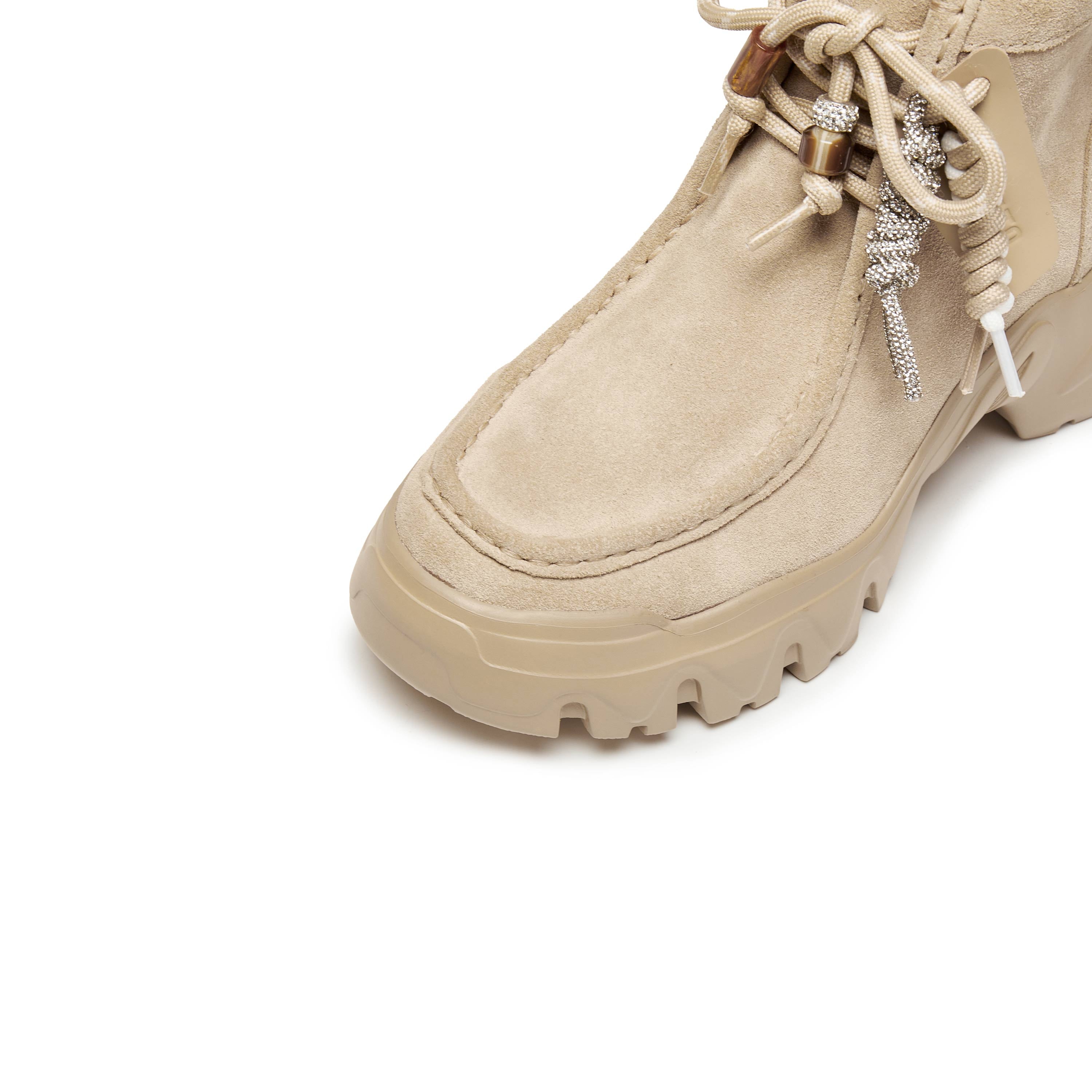 Beads Taupe Suede Loafer Worker Boots