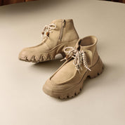 Beads Taupe Suede Loafer Worker Boots