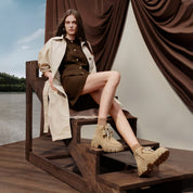 Beads Taupe Suede Loafer Worker Boots