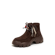 Beads Brownies Suede Loafer Worker Boots