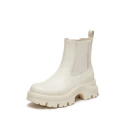 Beige Leather Sporty Chunky Charles Boots