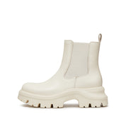 Beige Leather Sporty Chunky Charles Boots
