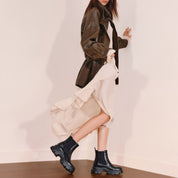 Beige Leather Sporty Chunky Charles Boots