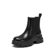 Black Leather Sporty Chunky Charles Boots
