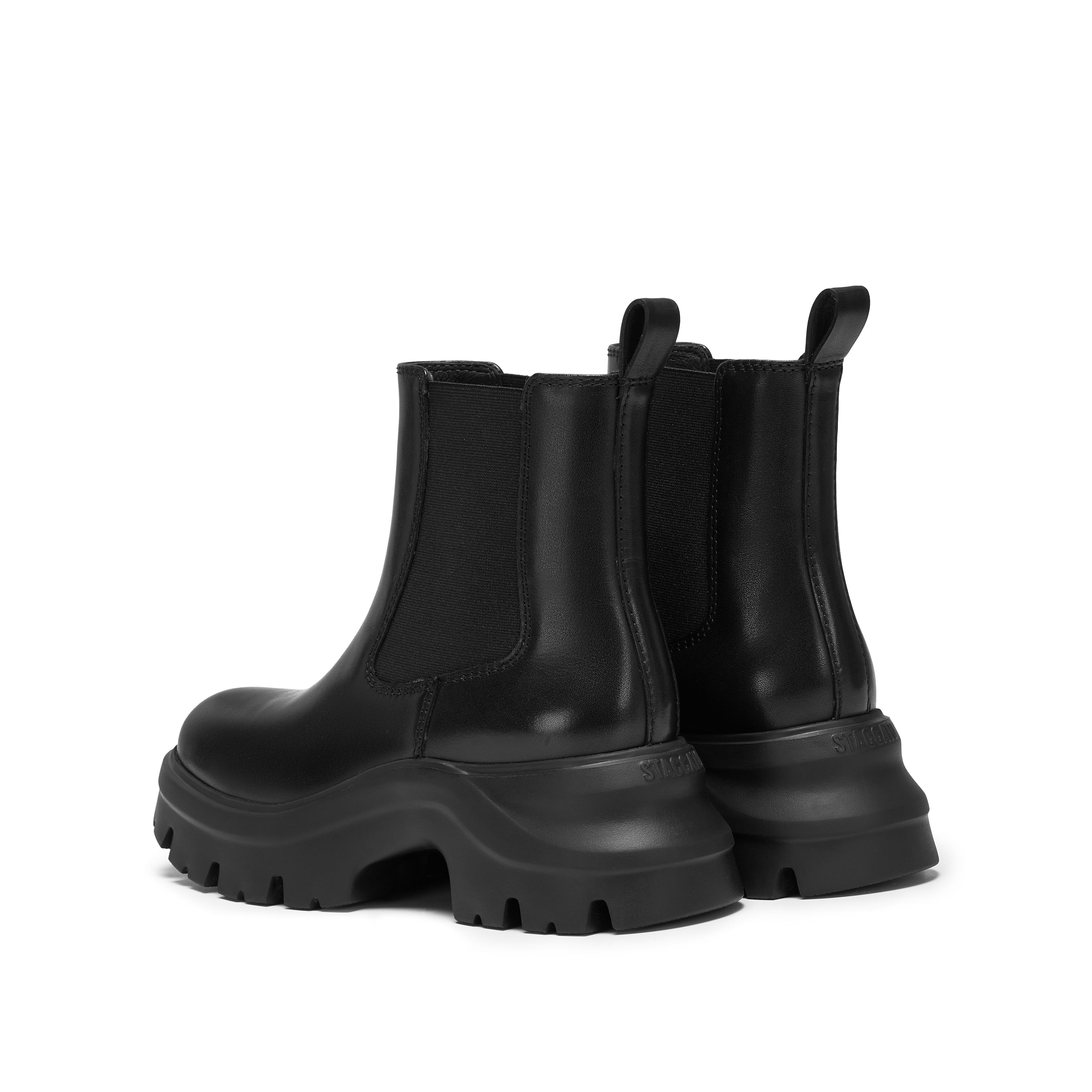 Black Leather Sporty Chunky Charles Boots