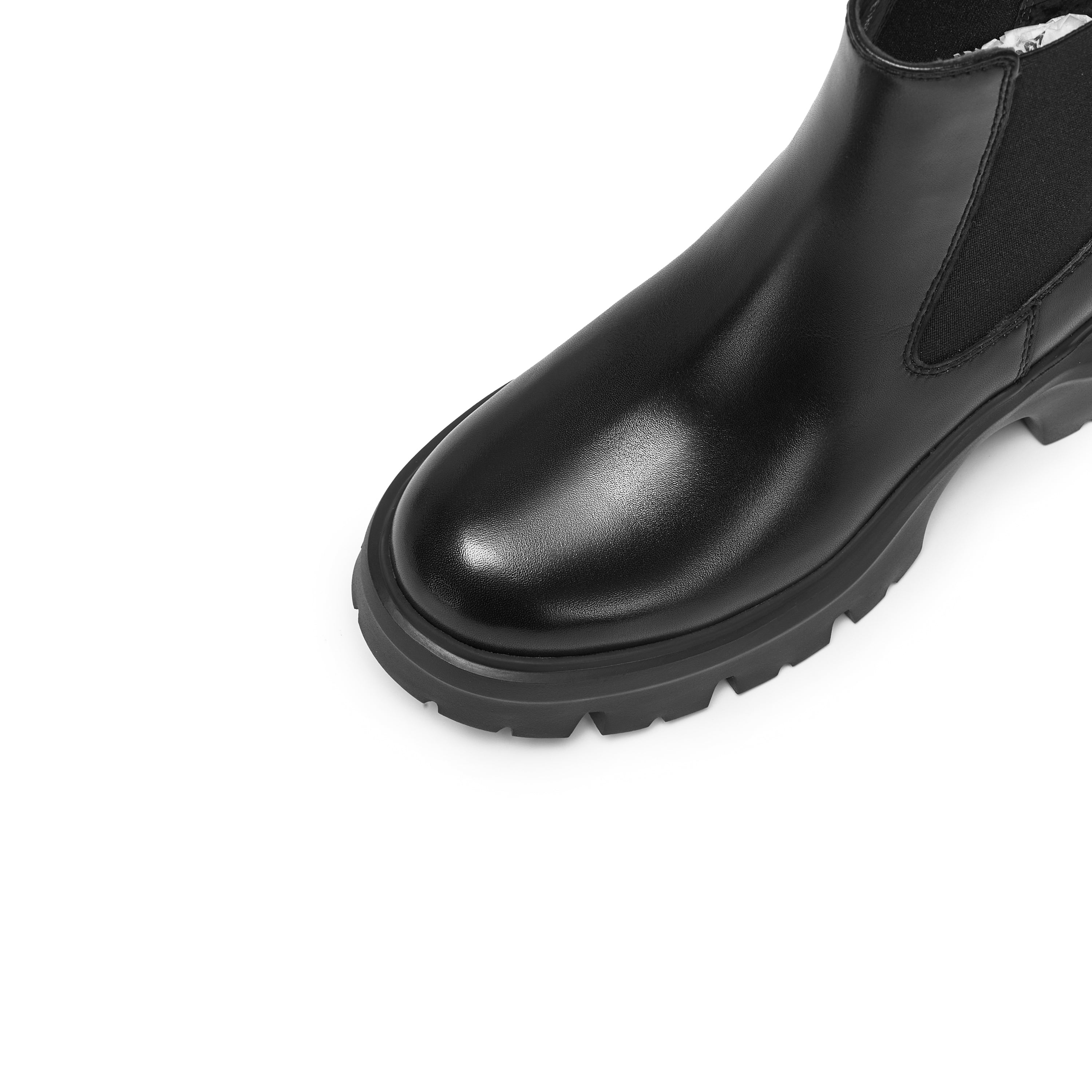 Black Leather Sporty Chunky Charles Boots