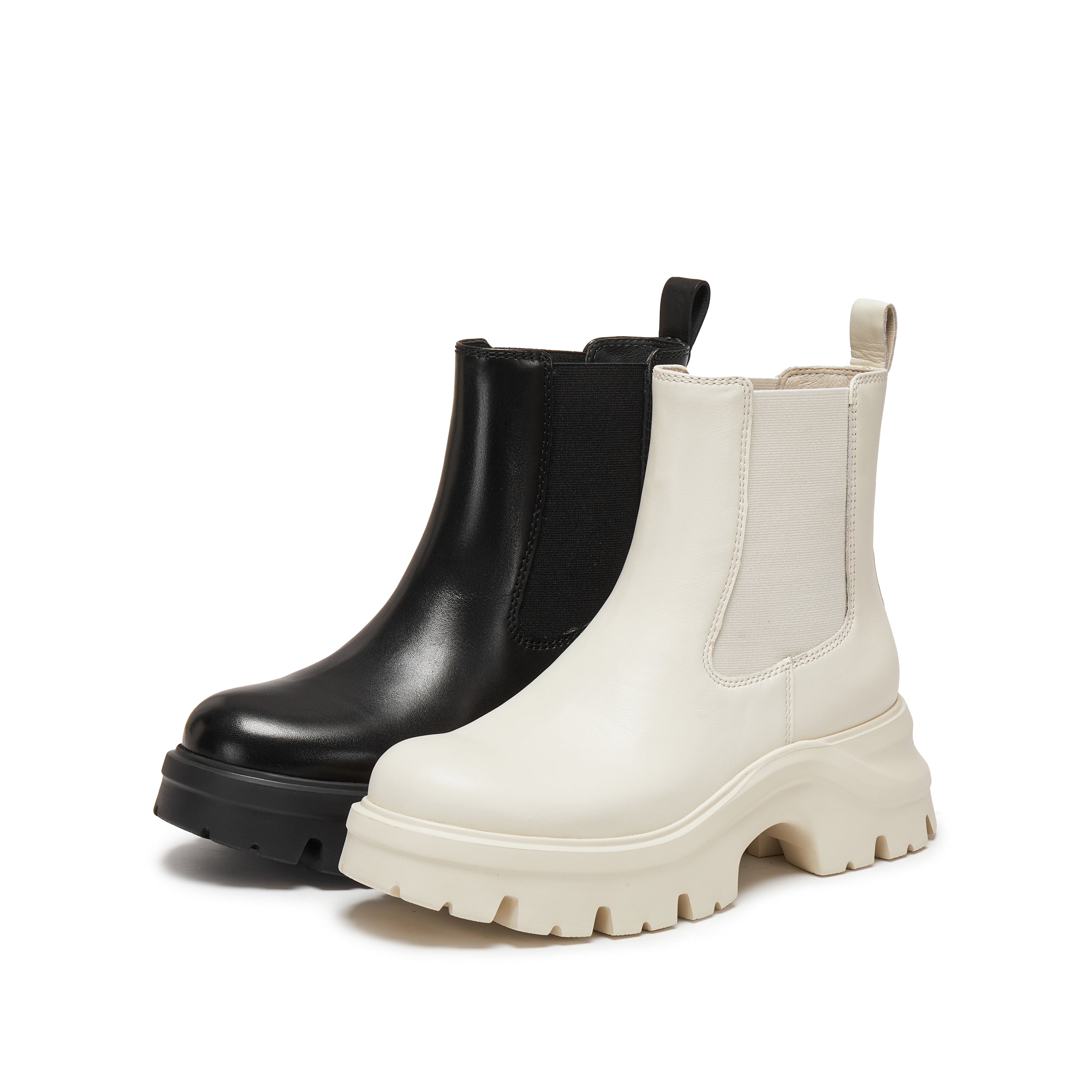 Black Leather Sporty Chunky Charles Boots