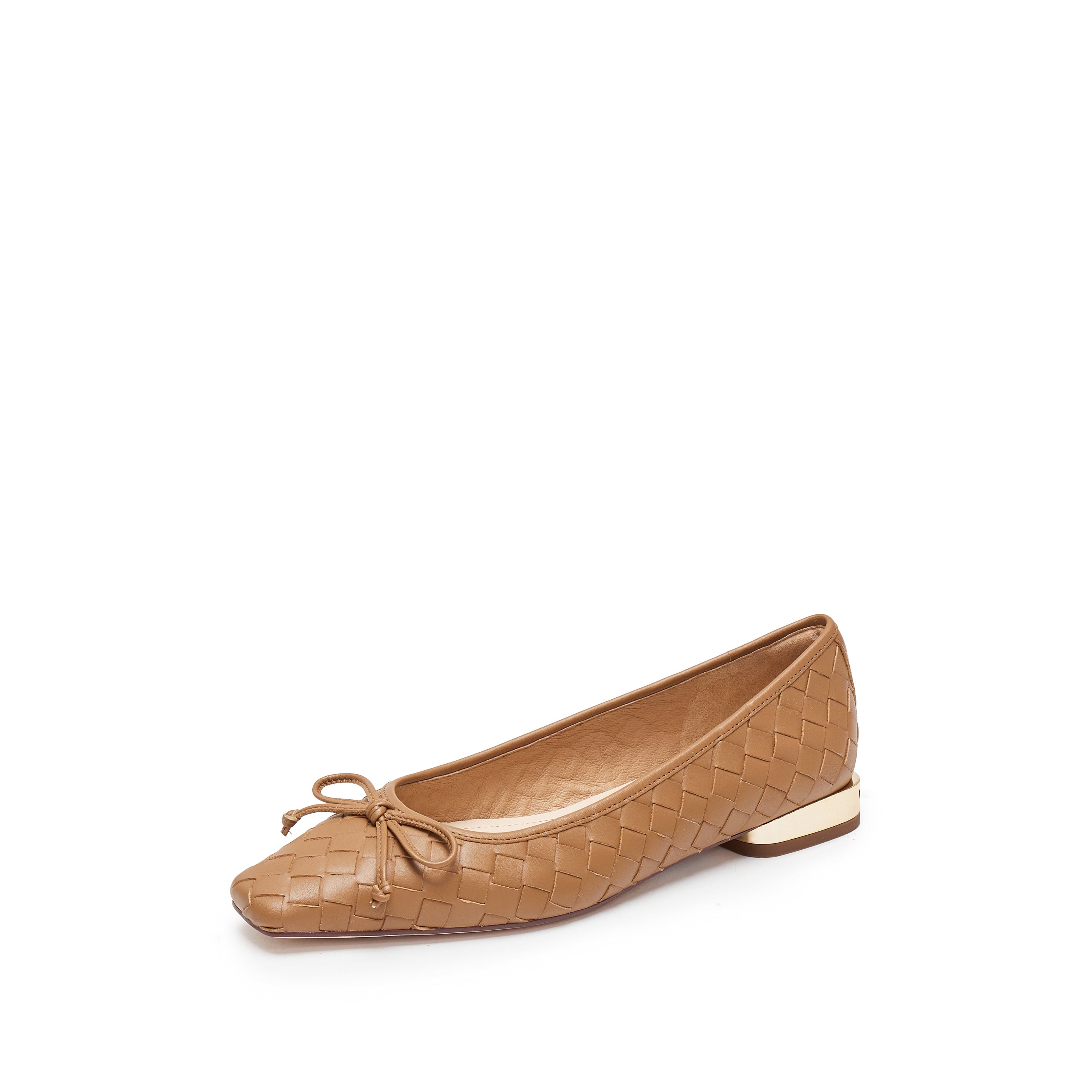 Brown Bow Woven Leather Flats