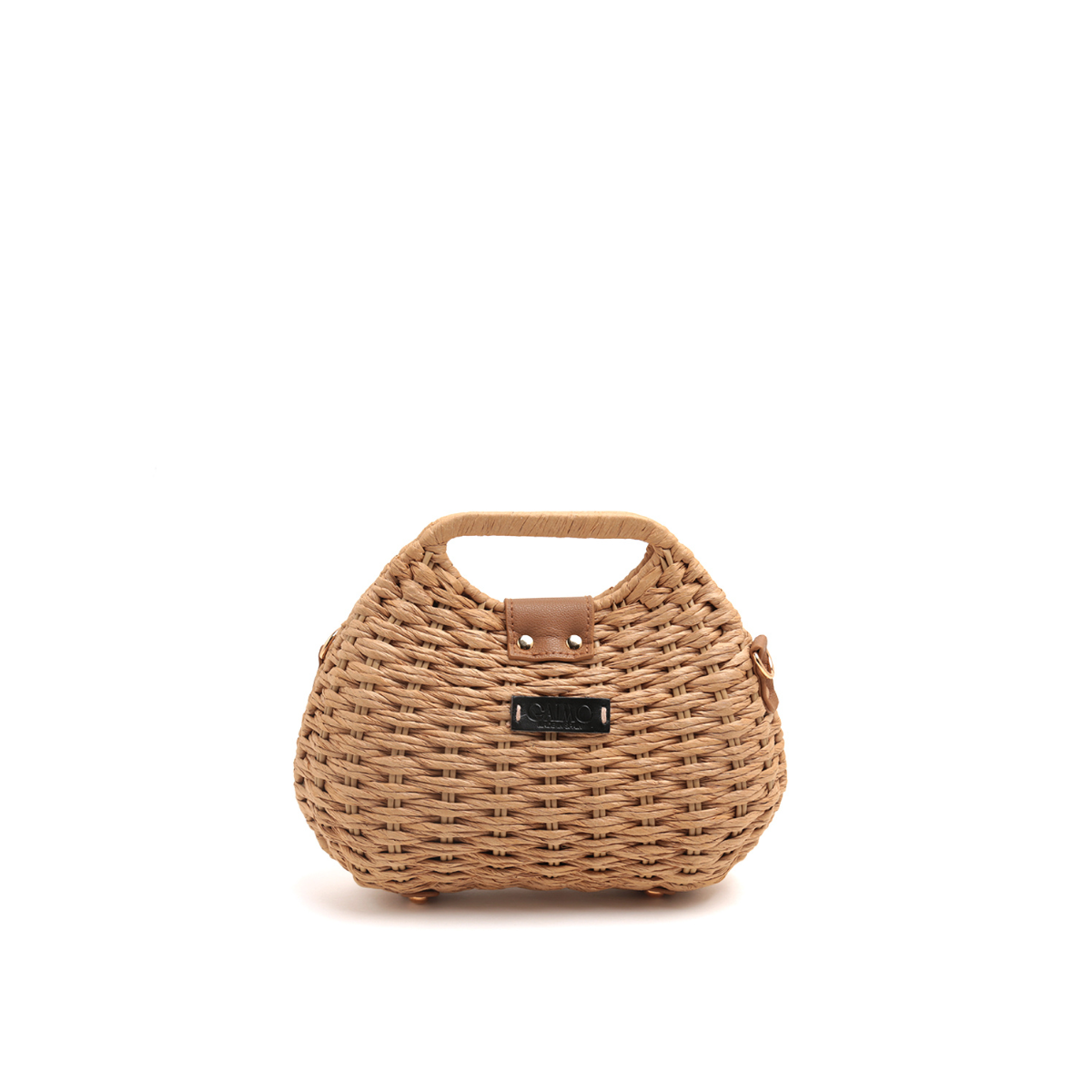 ST x GAIMO Camel Straw Crossbody Basket Bag