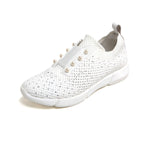 Load image into Gallery viewer, White Knit Pearl and Crystal Slip On Sneakers
