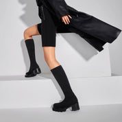 Black Platform Long Sock Boots