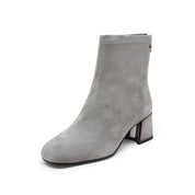 Grey Suede Silvery Heeled Ankle Boots