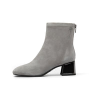 Grey Suede Silvery Heeled Ankle Boots