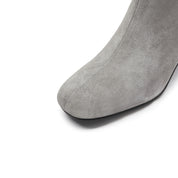Grey Suede Silvery Heeled Ankle Boots