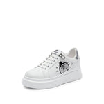 Load image into Gallery viewer, White Lace Up Sneakers With Crystal Beetle

