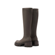 Brown Platform Long Sock Boots